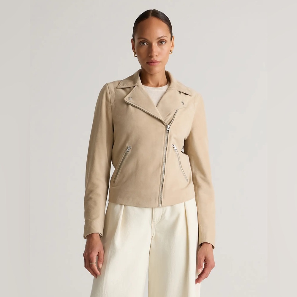 quince 100% suede biker jacket